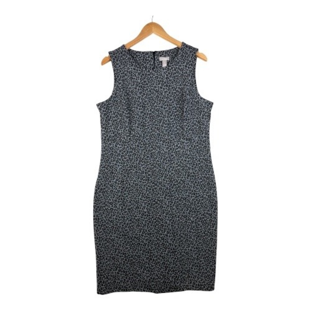 Chico's Animal Leopard Print Sleeveless Sheath Dress size Large Gray/Black